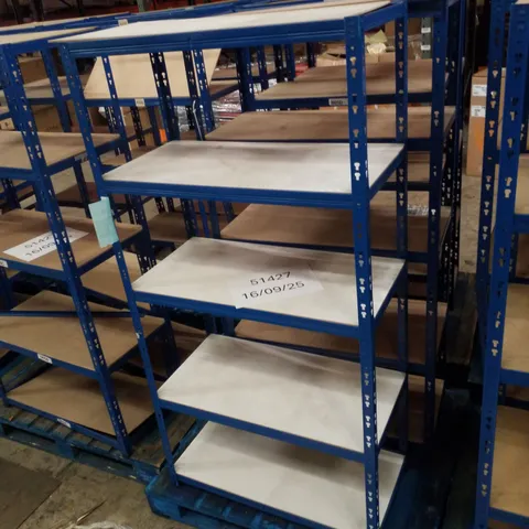 PALLET CONTAINING 2 5-TIER SHELVING UNITS 180×90×45CM - BLUE