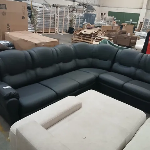 COLIN BLACK FAUX LEATHER CORNER SOFA