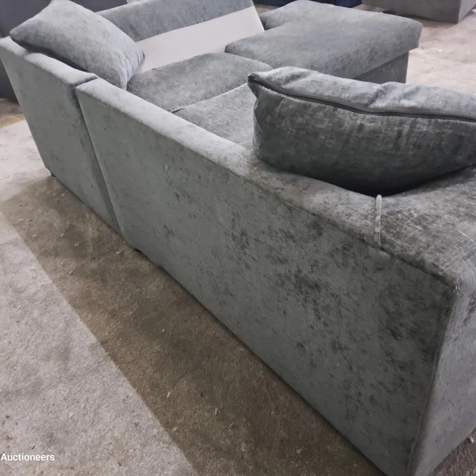 DESIGNER CHAISE SOFA CHARCOAL FABRIC 