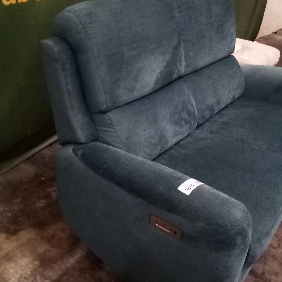 DESIGNER G PLAN MADE HAMILTON MONTILLA TEAL ELECTRIC RECLINING TWO SEATER SOFA