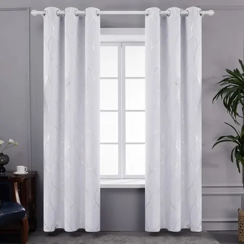 METRO LANE FOIL GOLDEN PRINTED BLACKOUT CURTAINS 117 × 138cm