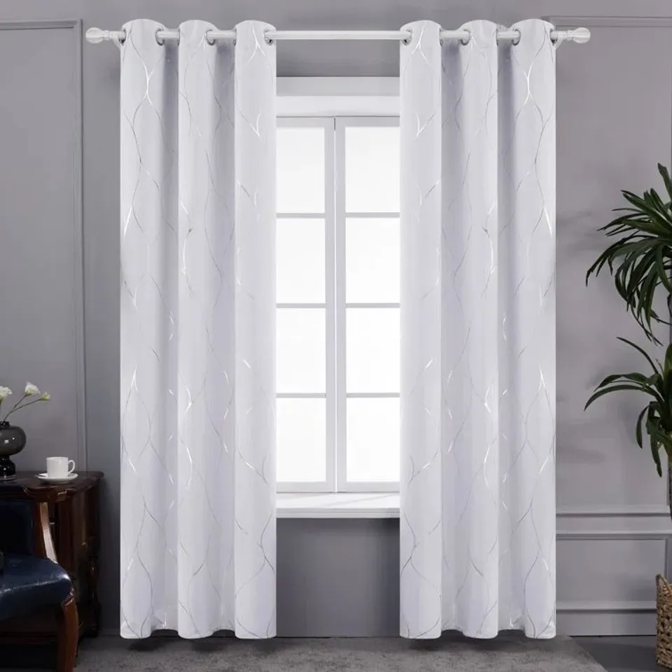 METRO LANE FOIL GOLDEN PRINTED BLACKOUT CURTAINS 117 × 138cm