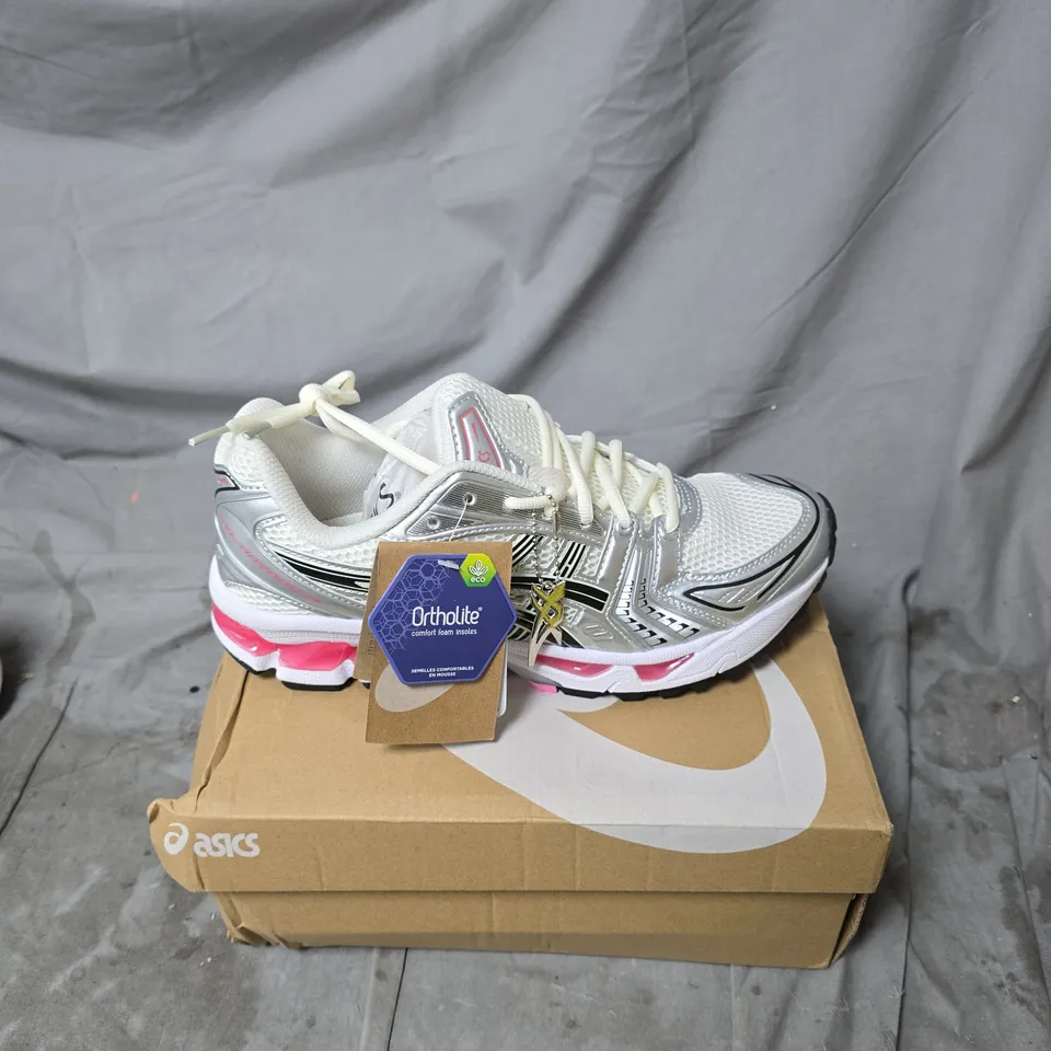 ASICS SILVER/WHITE/PINK TRAINERS BOXED UK 9