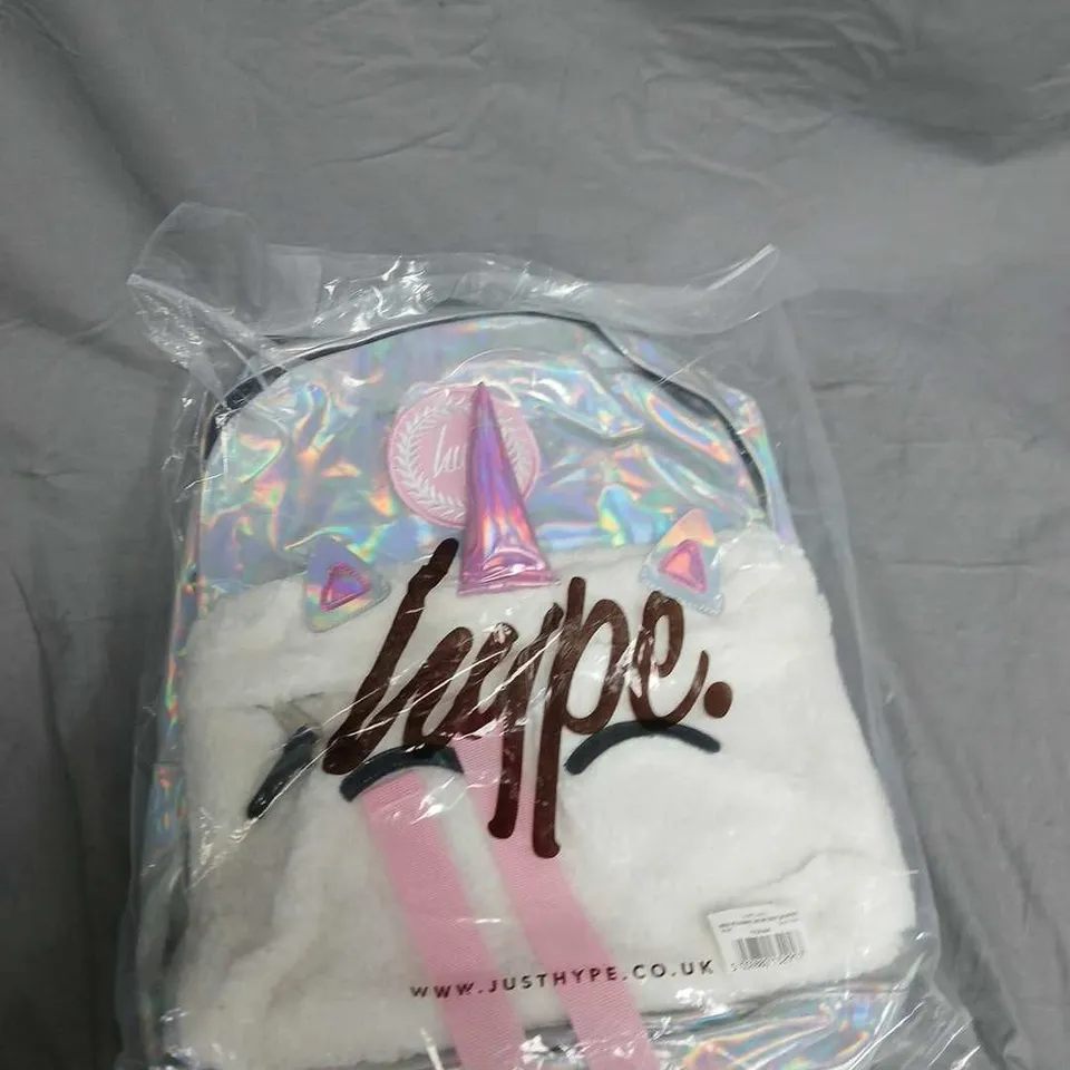 JUST TYPE HOLOGRAPHIC BACKPACK WITH PINK STRAPS