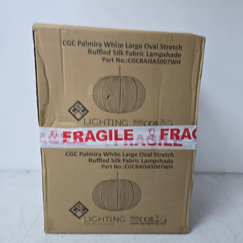 GCC PALMIRA WHITE LARGE OVAL SILK LAMPSHADE – BOXED