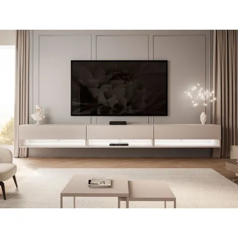 CHAYNCE BALANCE WALL MOUNT TV CABINET WITH LED LIGHTING (3 BOXES)