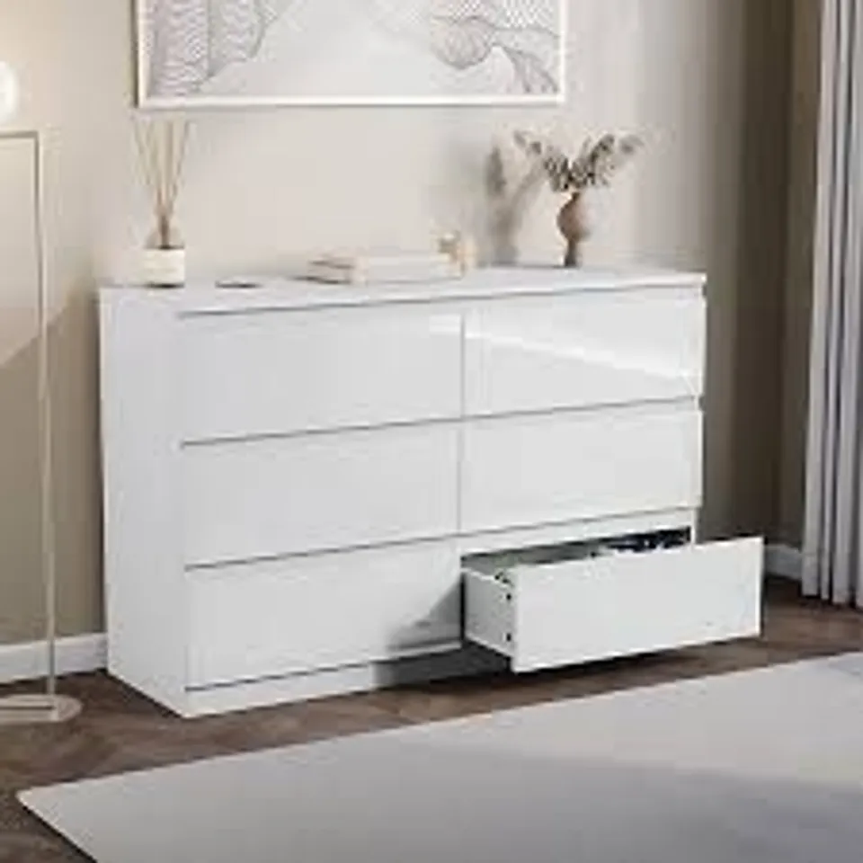 BOXED VIDA GLINTON 6 DRAWER CHEST - WHITE (2 BOXES)