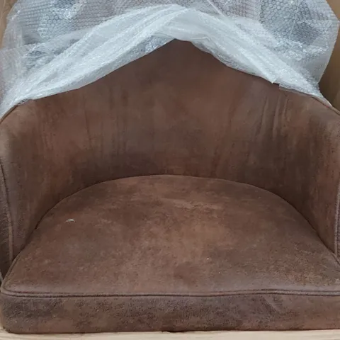 BOXED PAIR OF LIGHT BROWN DINING CHAIRS
