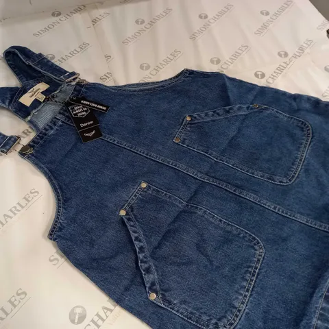 THREADBARE DENIM PINAFORE DRESS IN BLUE - UK 10