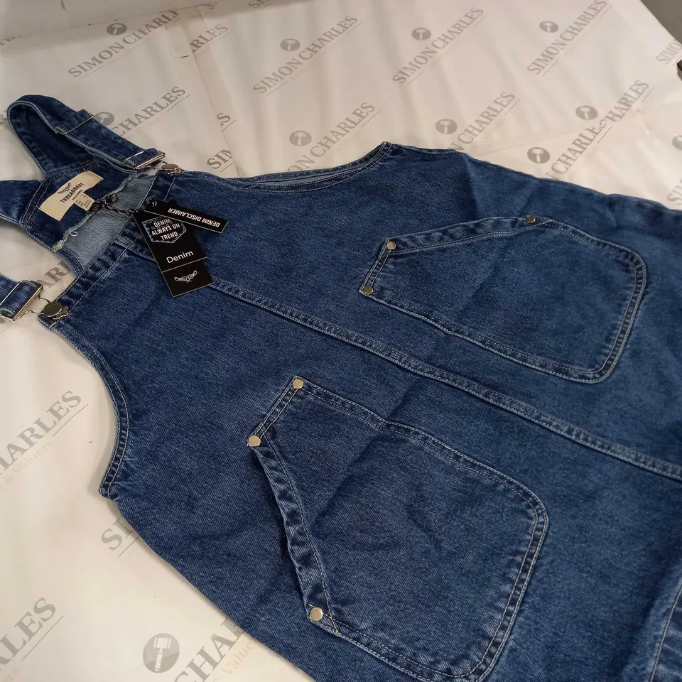 THREADBARE DENIM PINAFORE DRESS IN BLUE - UK 10