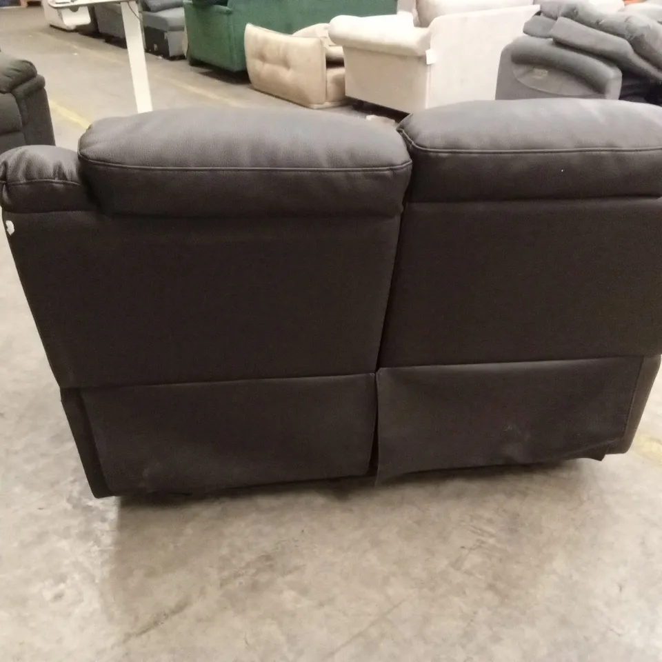 ROTHBURY LUXURY FAUX LEATHER HIGH BACK 2 SEATER MANUAL RECLINER SOFA - CHOCOLATE RRP £629