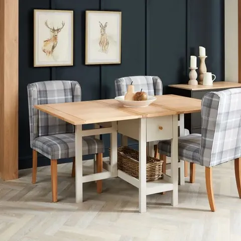 BOXED CLIFFORD DROP LEAF DINING TABLE - GREY (1 BOX)
