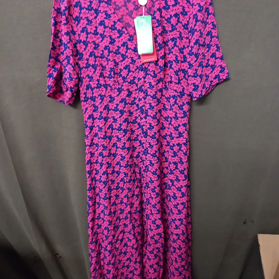 FINERY PINK FLORAL DRESS - UK 12