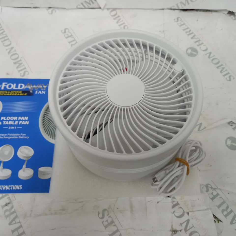 BELL & HOWELL OSCILLATING ADJUSTABLE FOLDING RECHARGEABLE STAND FAN