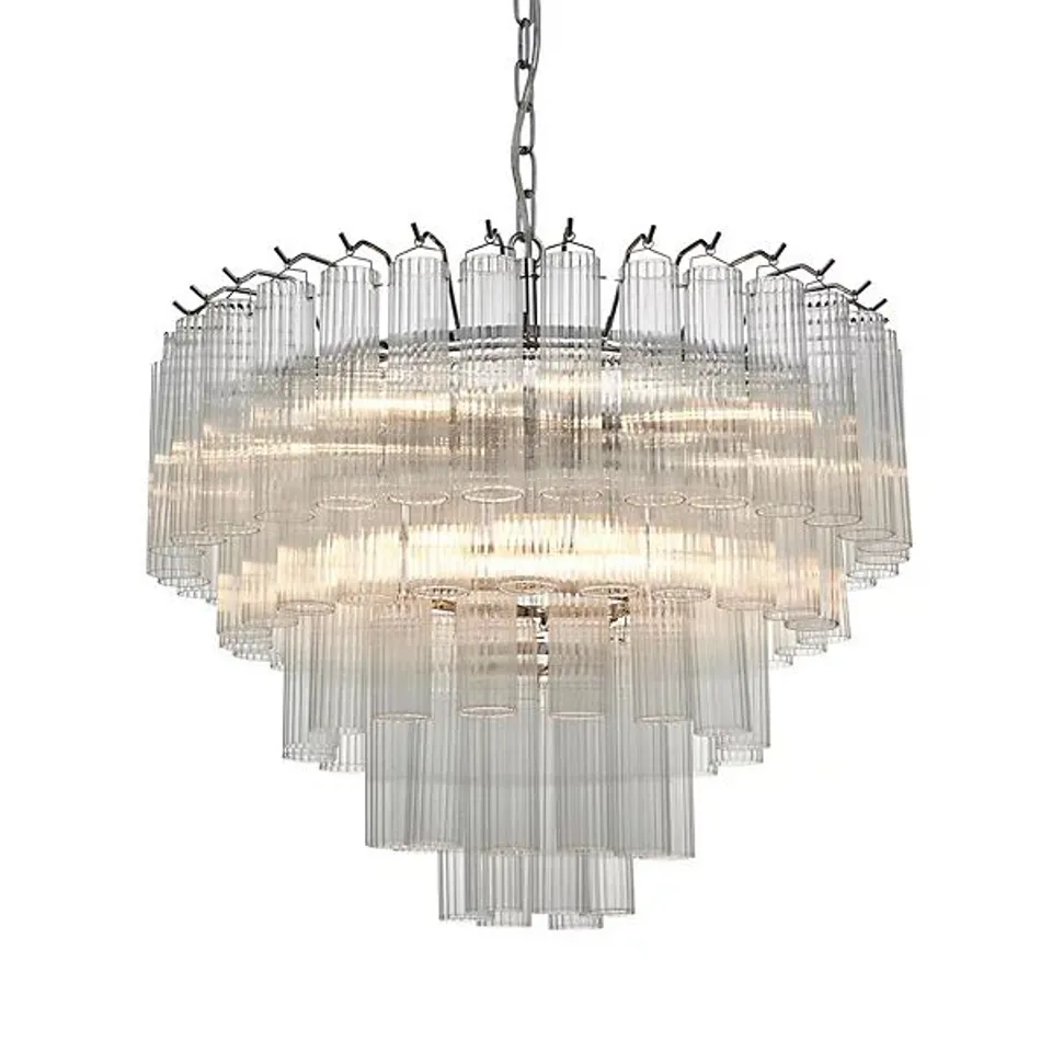 BOXED LUMINOSA TOULOUSE 12 LIGHT MULTI ARM LAMP CEILING PENDANT BRIGHT NICKEL