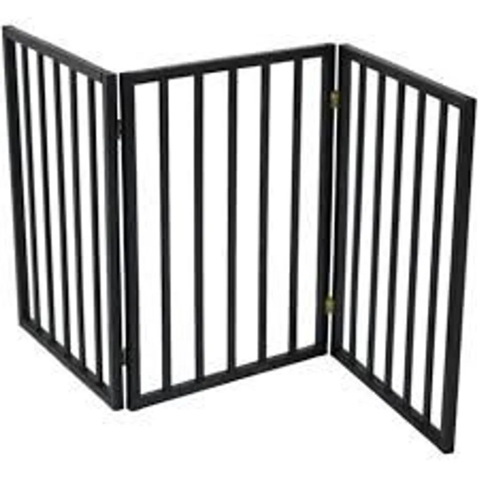 OYPLA BLACK DOG SAFETY FOLDING WOODEN PET GATE PORTABLE INDOOR BARRIER BOXED