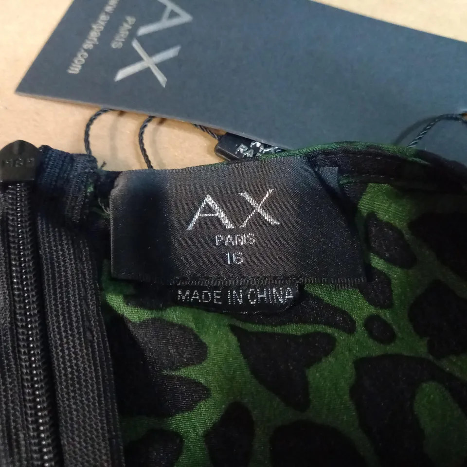 AX PARIS CROPPED JUMPSUIT - GREEN LEAPORD PRINT SIZE 16