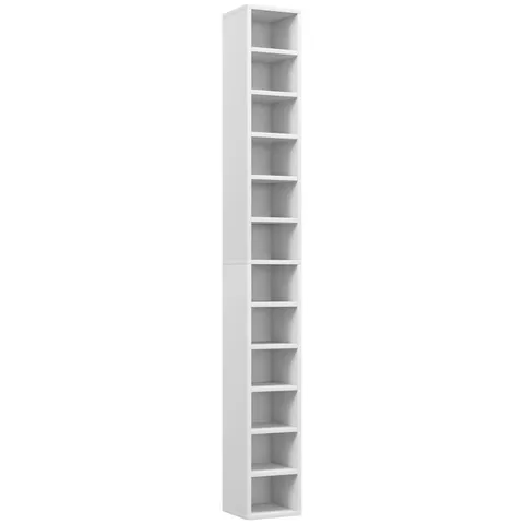 BOXED HOMCOM 204 CD TALL NARROW MEDIA STORAGE TOWER - WHITE
