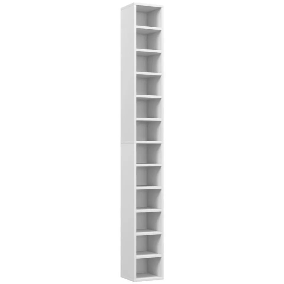 BOXED HOMCOM 204 CD TALL NARROW MEDIA STORAGE TOWER - WHITE