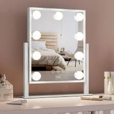 BOXED NEO HOLLYWOOD VANITY TOUCH MIRROR WITH 9 LED BULBS LIGHTS MAKEUP LIGHTED 360° ROTATION 3 COLOR DIMMABLE LIGHTING MODES