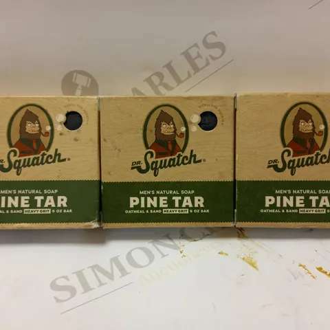 LOT OF 3 DR SQUATCH MENS PINE TAR NATURAL EXFOLIATING COLD PROCESS SOAP BAR