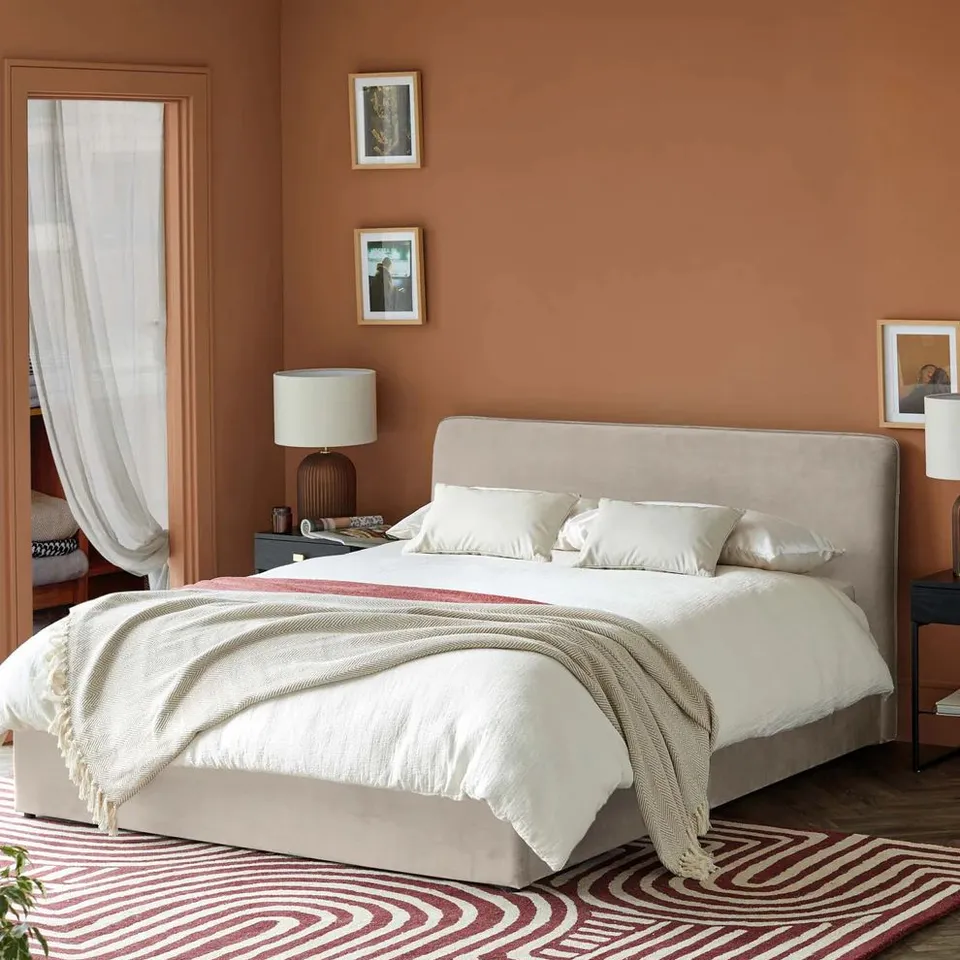 BOXED DANETTI TURIN II SUPER KING OTTOMAN BED FRAME - CHAMPAGNE SIGNATURE VELVET (3 BOXES)