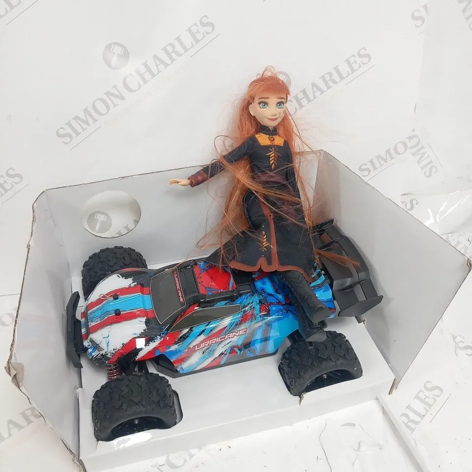 2 ASSORTED TOYS TO INCLUDE; HURRICANE CAR AND HASBRO DOLL