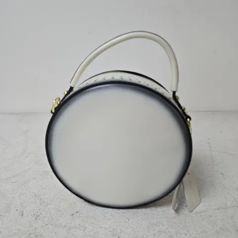 GENUINE LEATHER ROUND CROSSBODY BAG WITH HANDLE DROP IN BEIGE