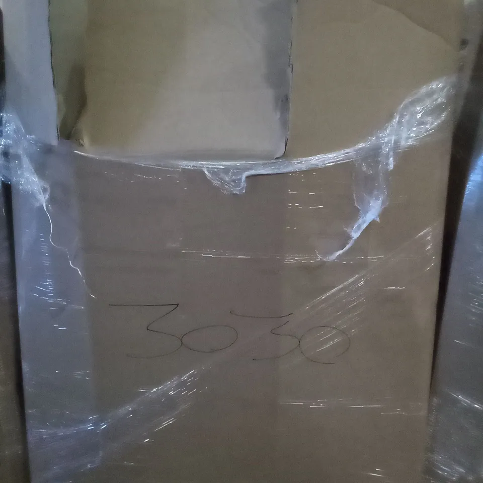 PALLET OF ASSORTED ITEMS INCLUDING COMFORT CHAIR WITH HANDLES, TABLE LAMP, CAMPING BED, FOLDING SCOOTER, AUDIO TURNTABLE