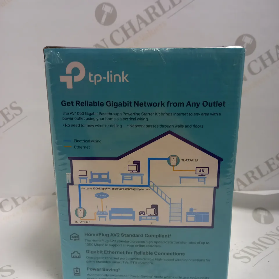 SEALED TP-LINK PASSTHROUGH POWERLINE STARTER KIT TL-PA7017P KIT 