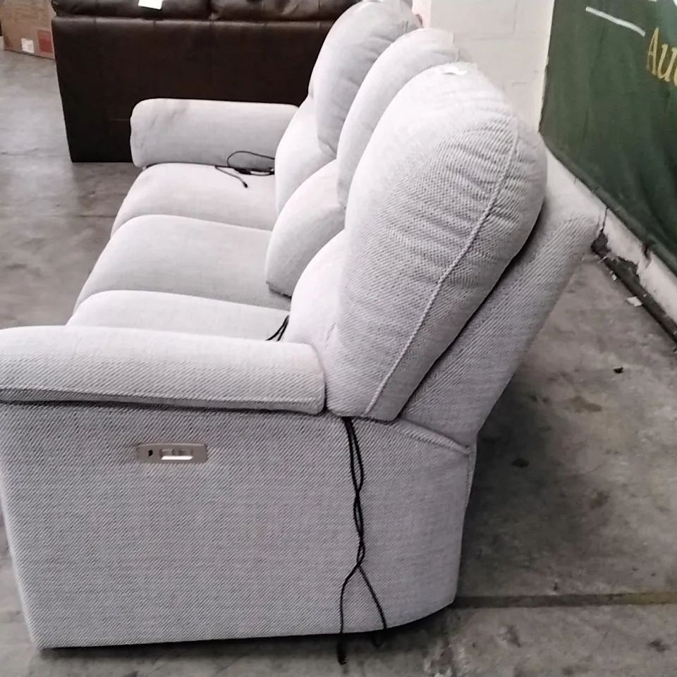 QUALITY BRITISH DESIGNER G PLAN MANUFACTURED CHADWICK 3 SEATER ELECTRIC RECLINER DBL SOFA - LAGOON SLATE FABRIC