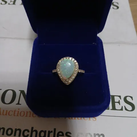 DIAMONIQUE OPAL EFFECT HALO RING