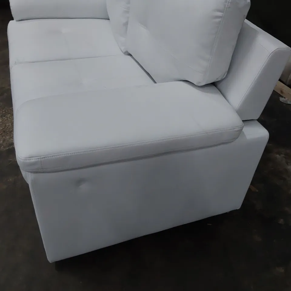 DESIGNER TWO SEATER SOFA WHITE LEATHER 