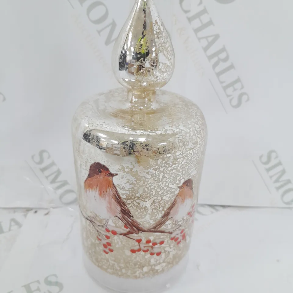 SILVER LIT GLASS CANDLE - ROBINS 