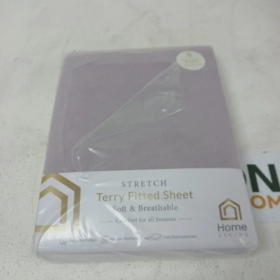 HOME LIVING STRETCH TERRY FITTED SHEET – PURPLE, SOFT & BREATHABLE