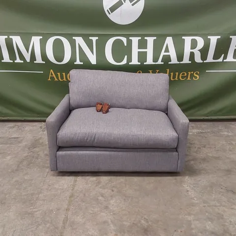 QUALITY DESIGNER 2 SEATER GREY FABRIC SOFA BED