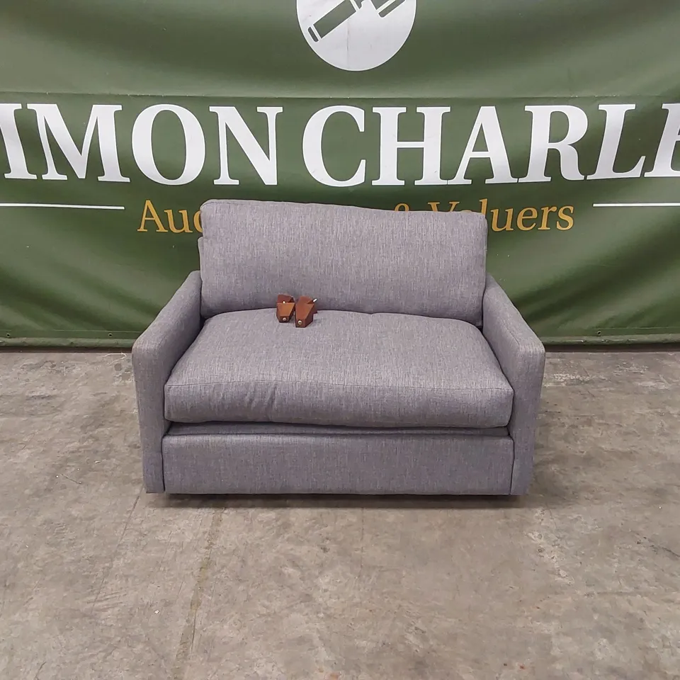 QUALITY DESIGNER 2 SEATER GREY FABRIC SOFA BED