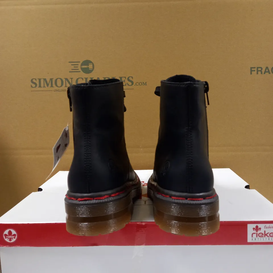 RIEKER LACE ANKLE BOOTS BLACK - SIZE 5