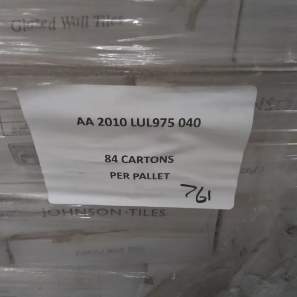 PALLET TO CONTAIN APPROX 84 X CARTONS OF JOHNSON LUL CREAM GLAZED WALL TILES - 40 TILES PER CARTON // TILE SIZE: 197 X 97 X 8mm