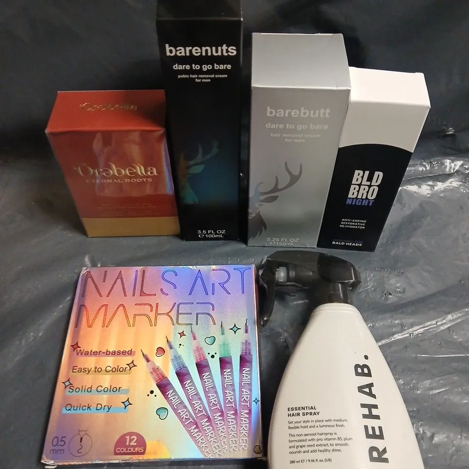 APPROXIMATELY 15 ASSORTED HEALTH & BEAUTY PRODUCTS TO INCLUDE REHAB HAIR SPRAY, BLD BRO MOISTURISER, BARENUTS HAIR REMOVER ETC 