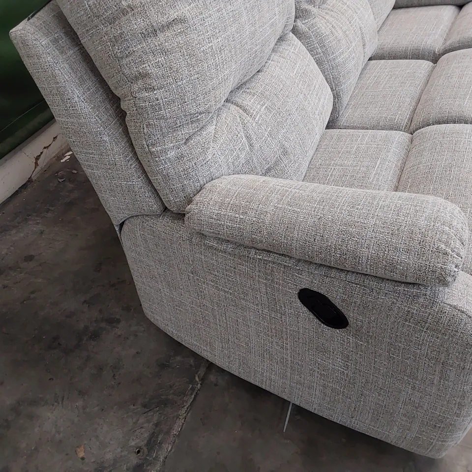 QUALITY BRITISH DESIGNER G PLAN MINSTRAL MANUAL RECLINING THREE SEATER SOFA BEACH OATMEAL FABRIC 