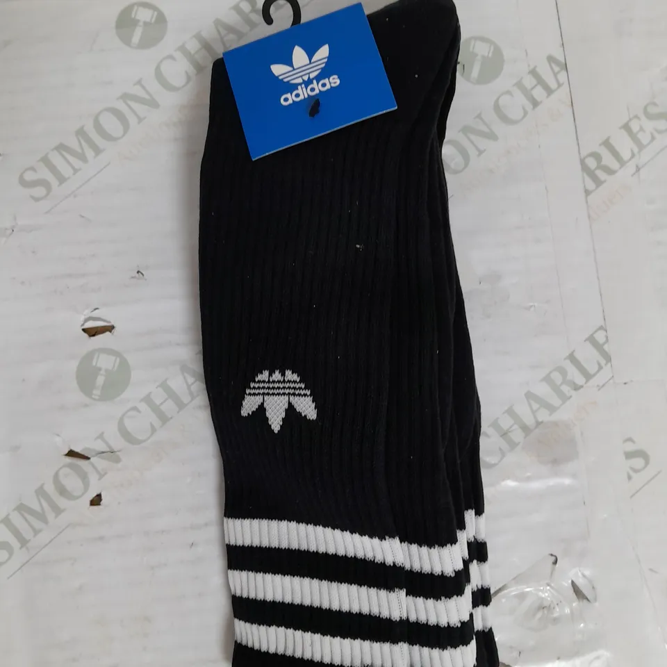 ADIDAS PACK OF 3 HIGH CREW SOCKS IN BLACK SIZE XL