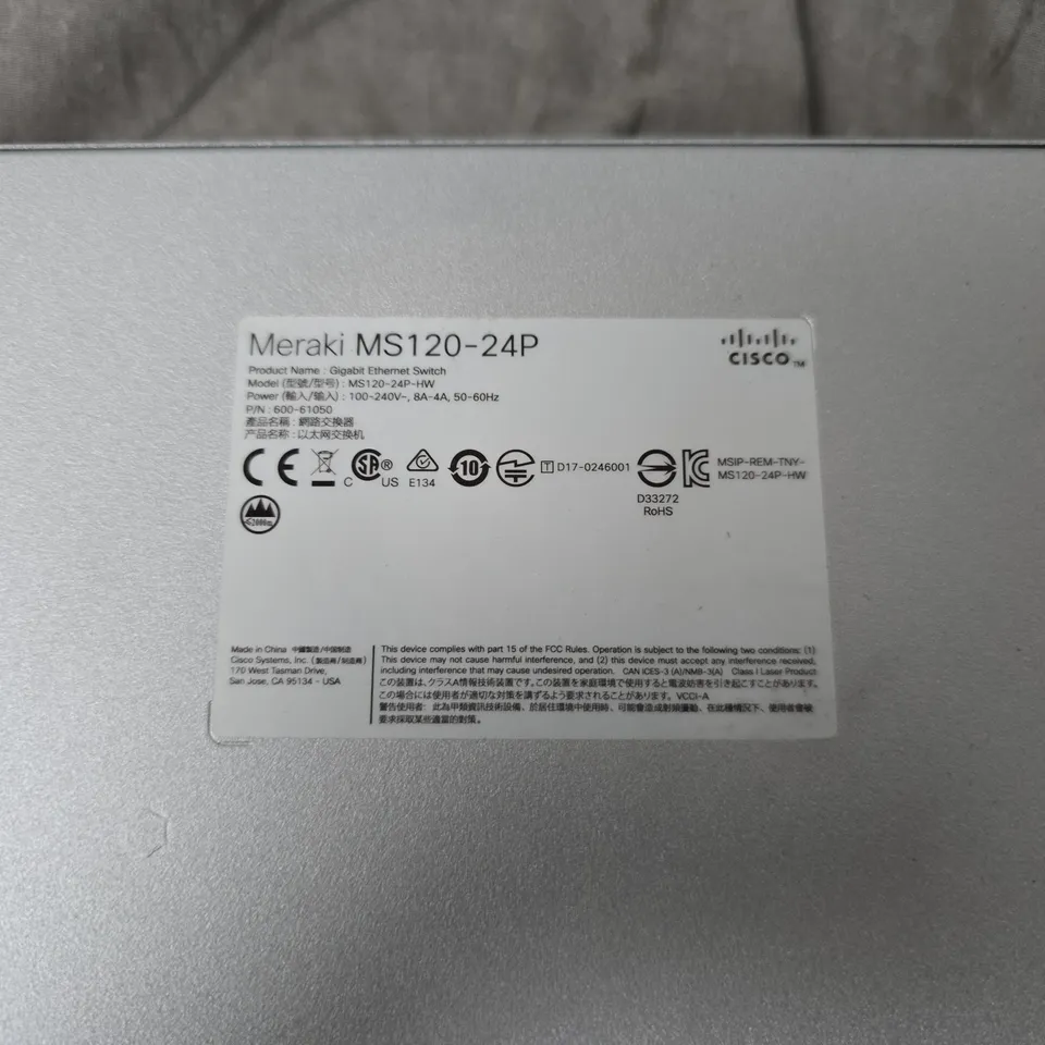CISCO MERAKI MS120-24P GIGABIT ETHERNET SWITCH – 24-PORT POE (HW)