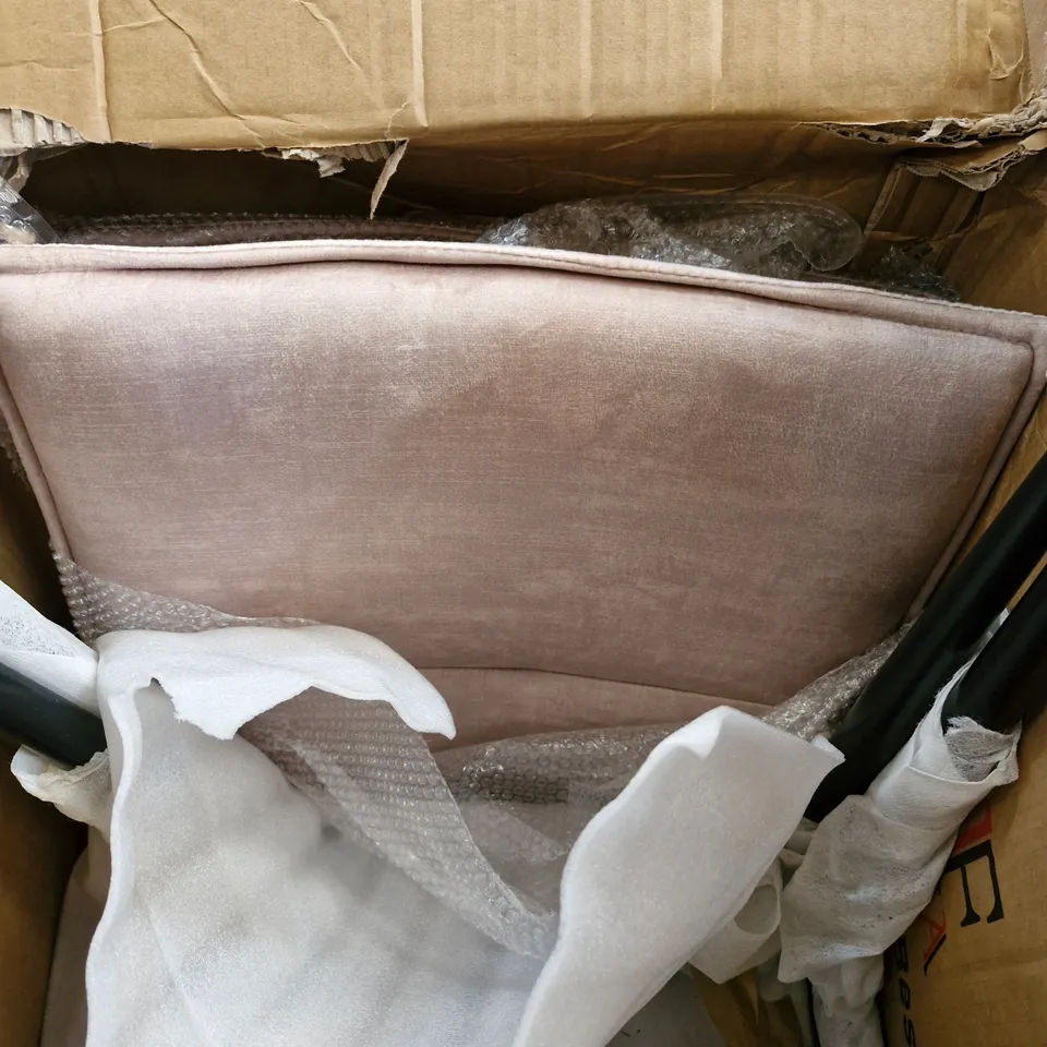 BOXED SET OF 2 DESIGNER SUEDE CHAIRS (1 BOX)