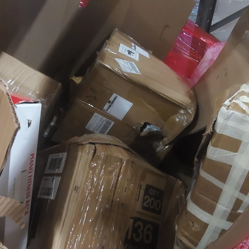 PALLET CONTAINING A LARGE QUANTITY OF ASSORTED ITEMS INCLUDING: BABIES PIANO FITNESS RACK, NEO ICE CONE MAKER ECT