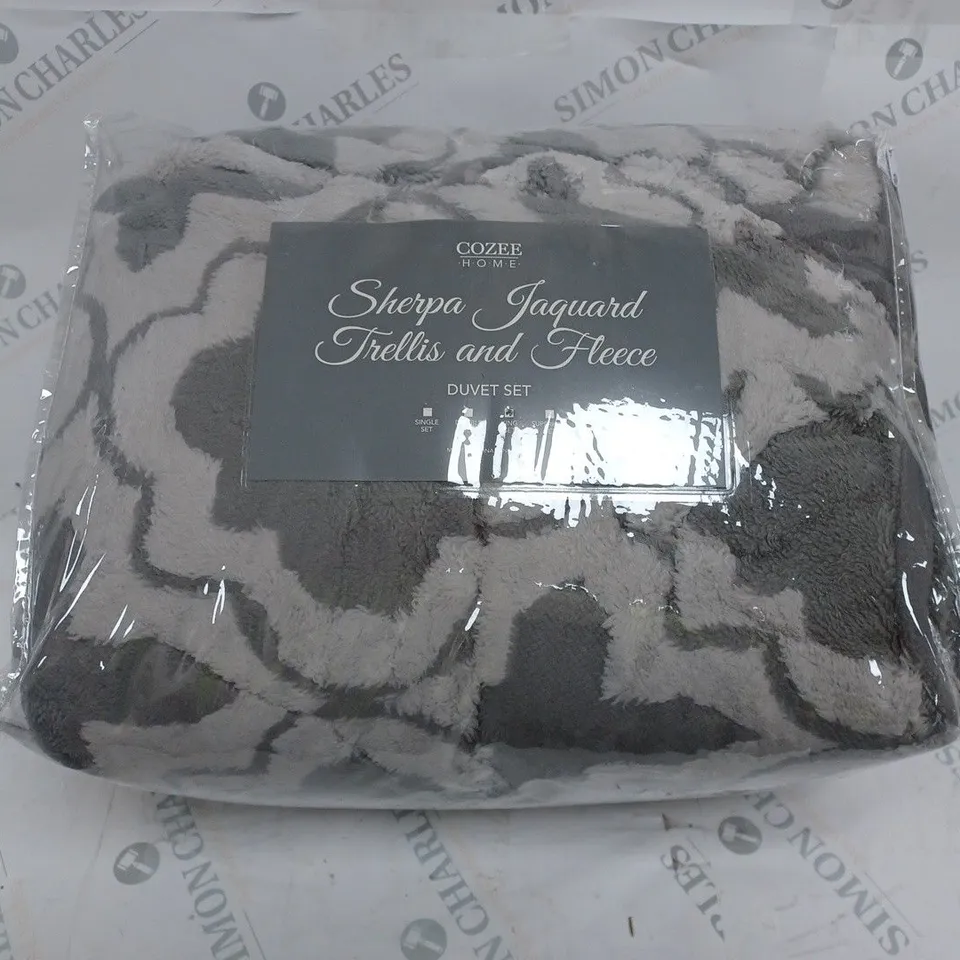 COZEE HOME SHERPA DUVET SET GREY KING SIZE
