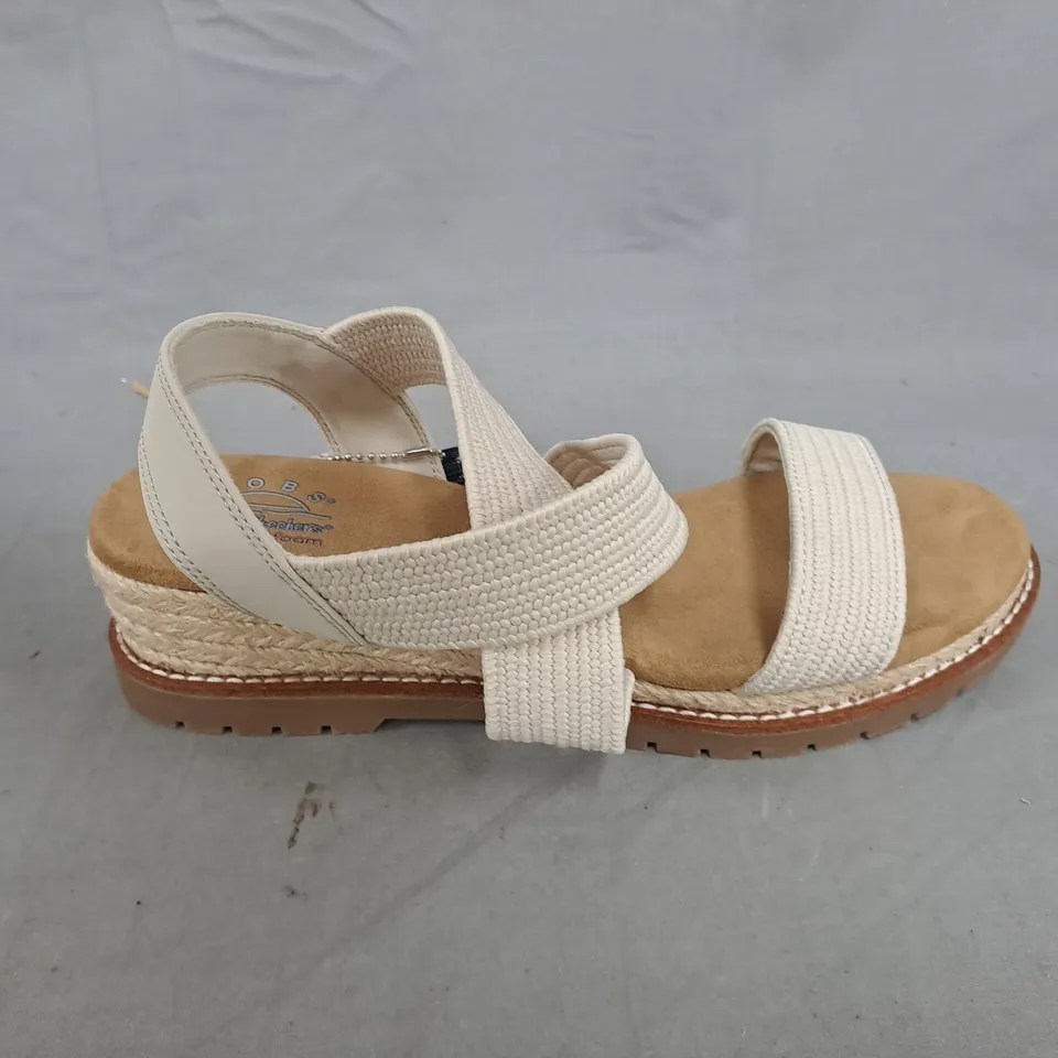 SKECHERS BOBS SANDALS - CREAM STRAPPY WEDGE, WOMEN'S - UK 6