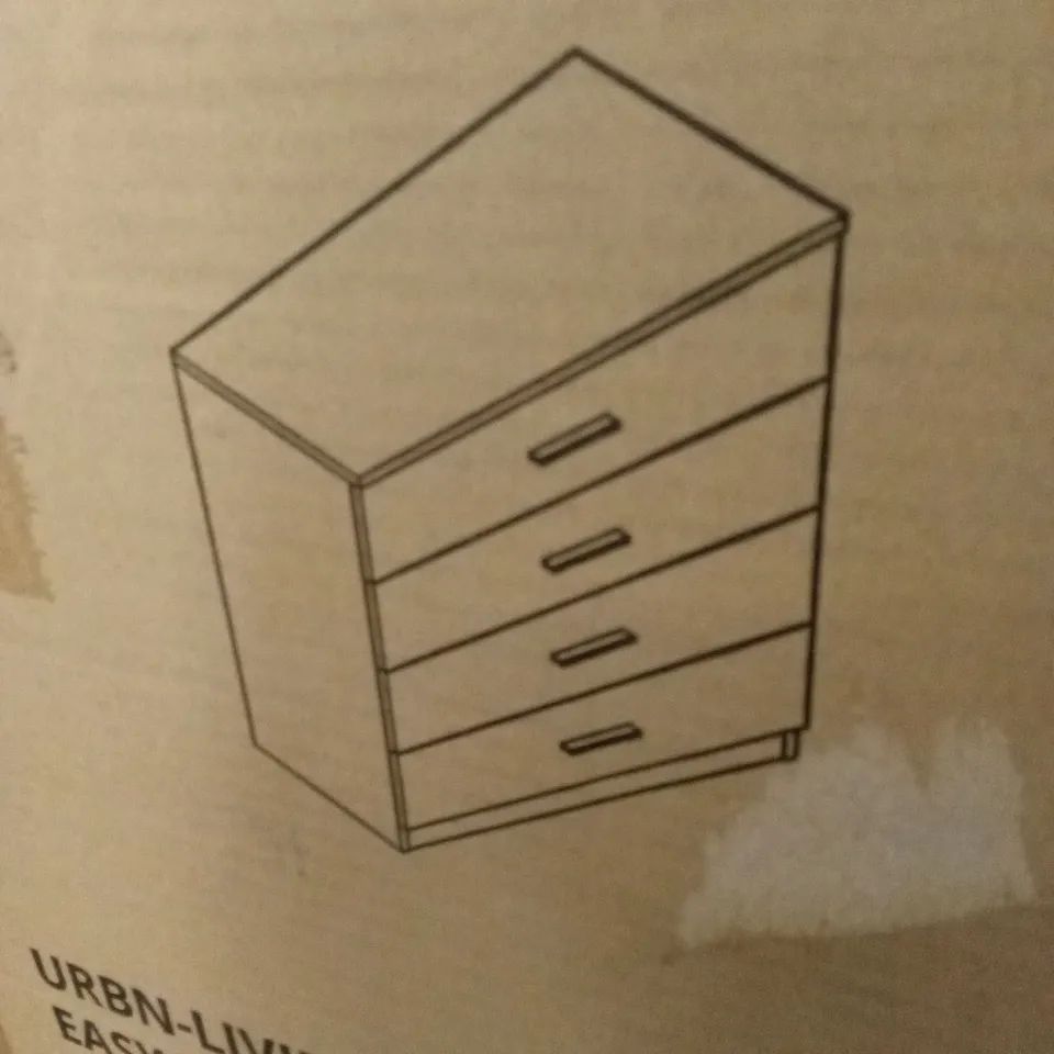 BOXED URBAN LIVING HOMEGA 4 DRAWER CHEST OF DRAWERS - WHITE (1 BOX)