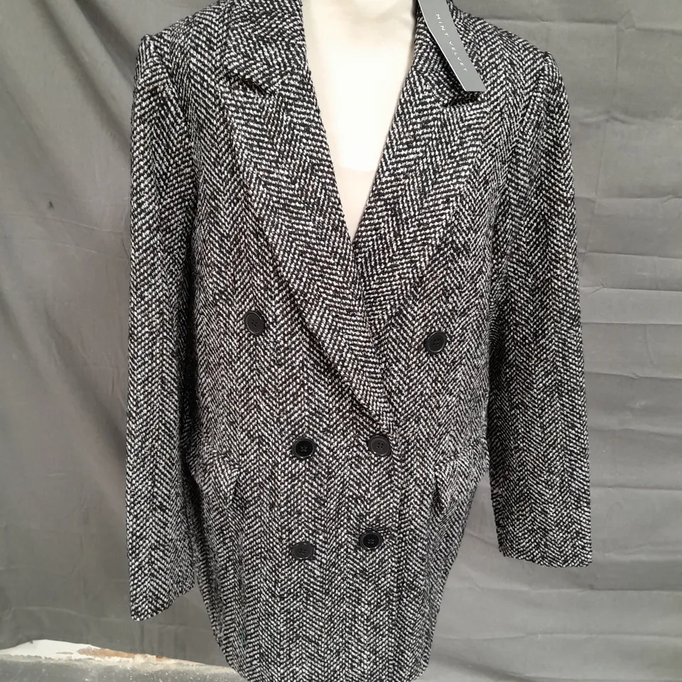 MINT VELVET SALT AND PEPPER DB BLAZER COAT - LRG