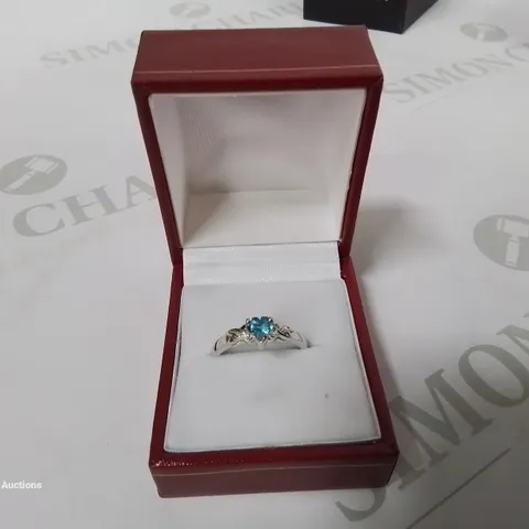 BOXED STERLING SILVER BLUE HEART DESIGN STYLISH RING